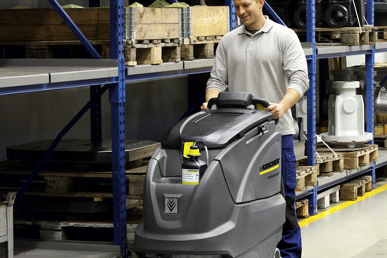 Karcher B 80 W Floor Scrubber Dryer in a Warehouse